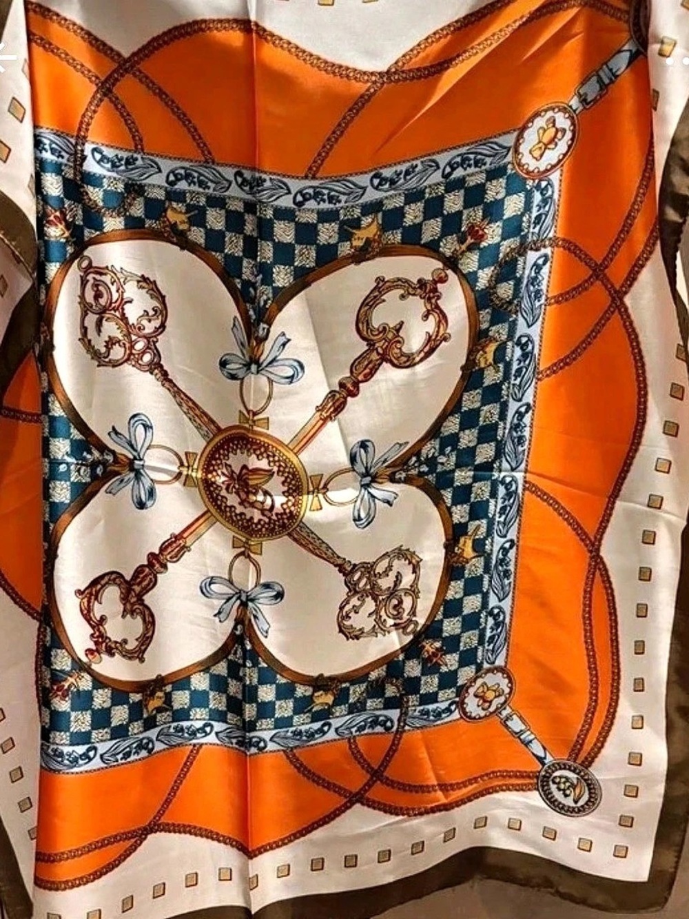 Orange & Blue Patterned Scarf - Picture 4 of 4